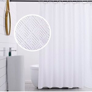 🆕 RINHARTEX White Textured Fabric Shower Curtain 72x72